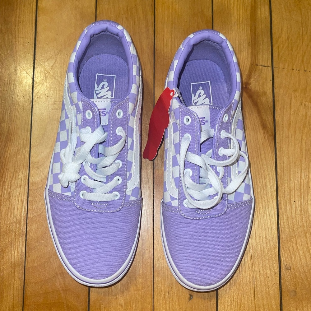Vans - Old Skool Low Checkered Purple White Sneakers - Youth 4